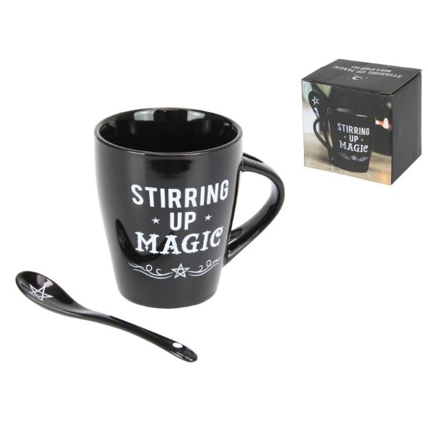 Witches Stirring Up Magic Mug and Spoon Set with Spoon Holder