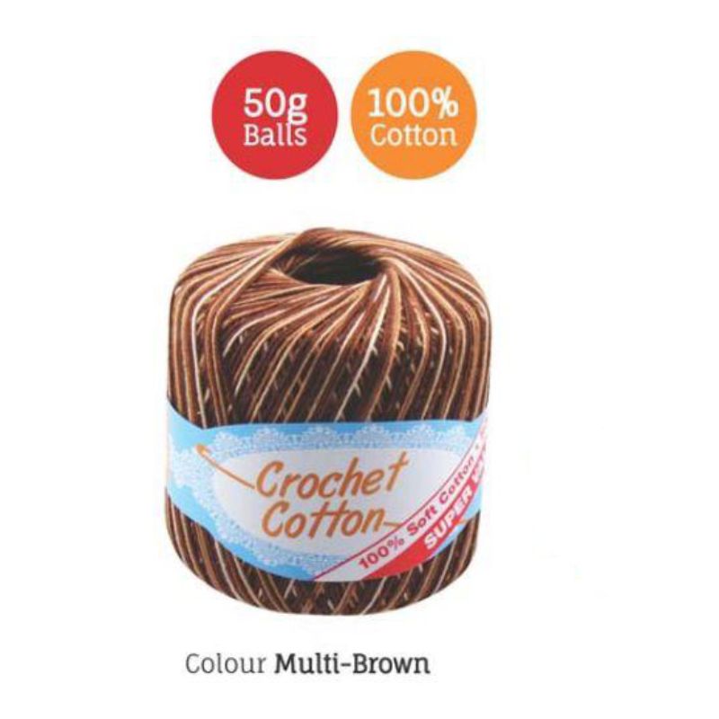 Multi Brown Crochet Cotton - 50g