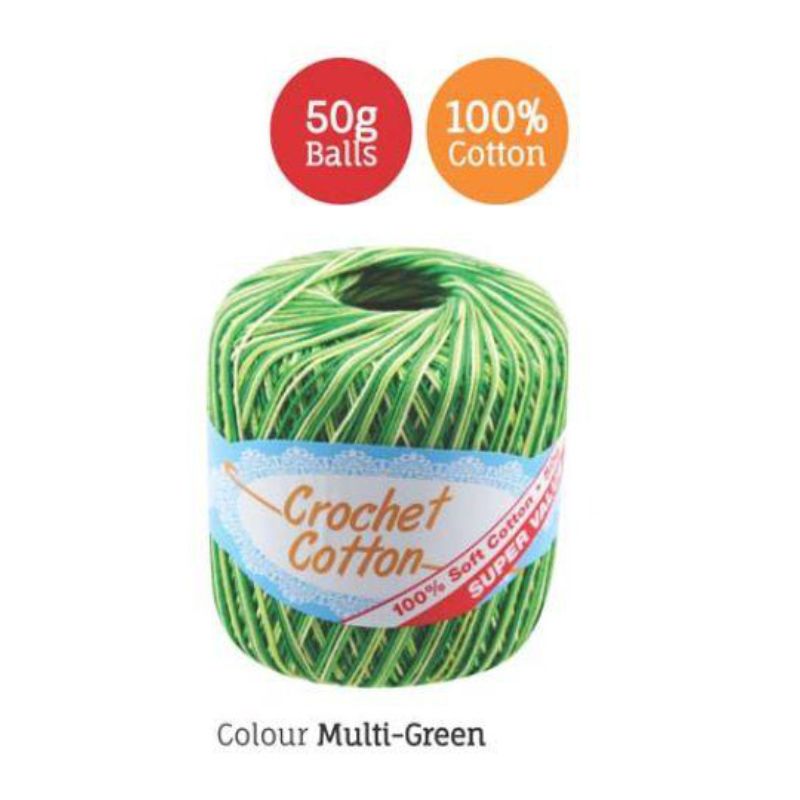 Multi Green Crochet Cotton - 50g