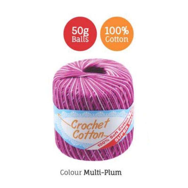 Multi Plum Crochet Cotton - 50g
