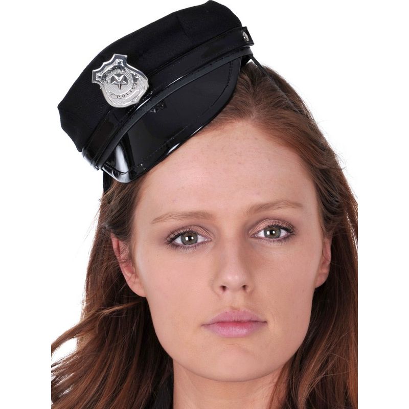 Black Mini Women Police Cap - One Size Fits Most