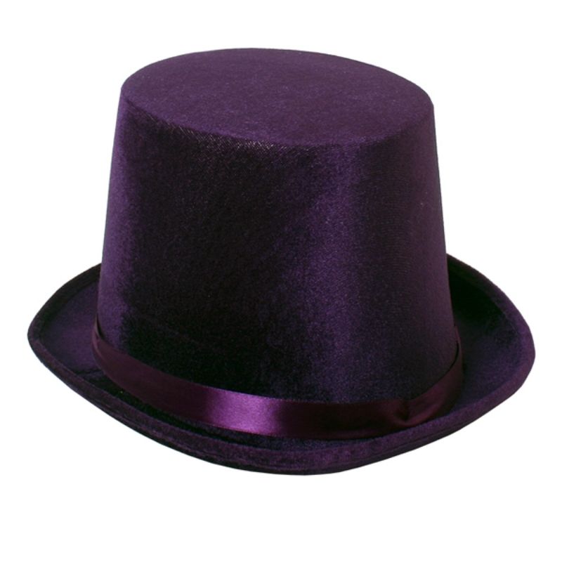 Purple Velvet Adult Top Hat - One Size Fits Most