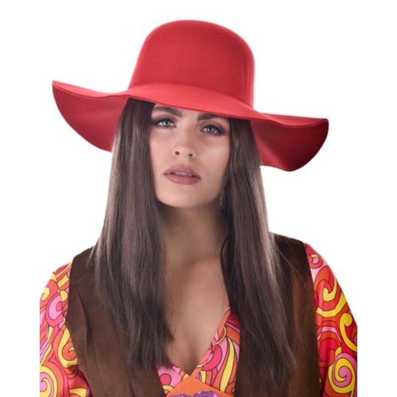 Red Hippie Wide Brim Adult Hat - One Size Fits Most