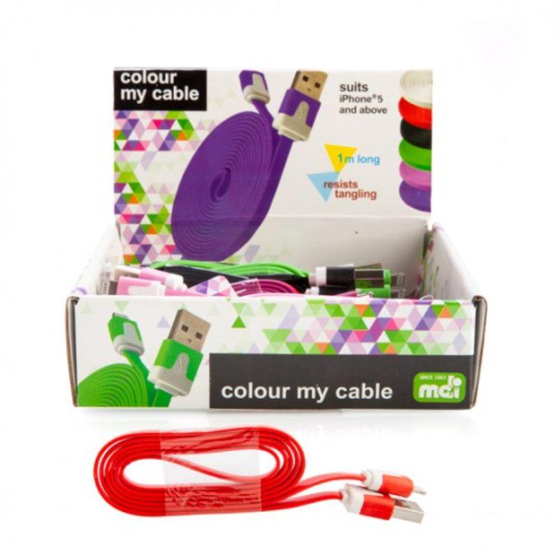 Colour My Cable Lightning Charger Cord - 1m