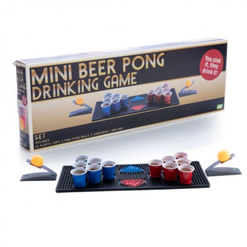 Mini Beer Pong Drinking Game - 47cm x 17.5cm x 5cm