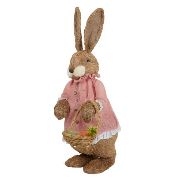 Pink Ali Rabbit With Basket Straw - 30cm x 75cm