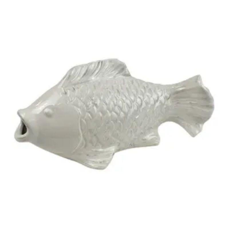 White Koi Fish Ceramic Sculpture - 21cm x 10cm - The Base Warehouse