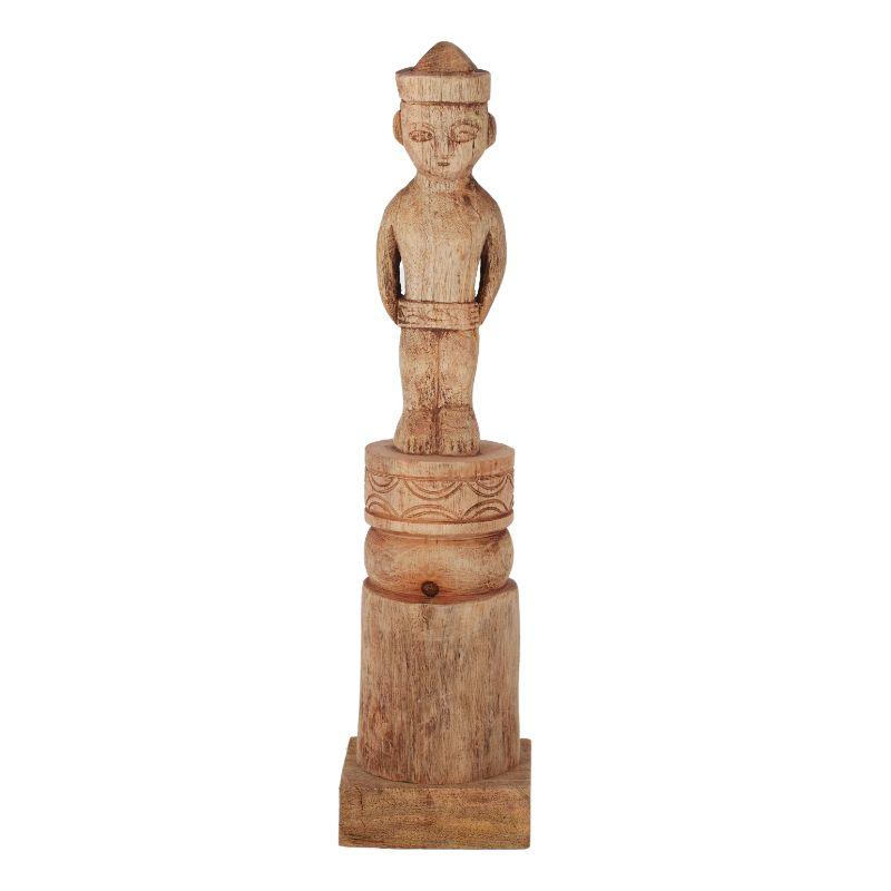 Natural Kibbi Wood Sculpture - 10cm x 10cm x 44cm