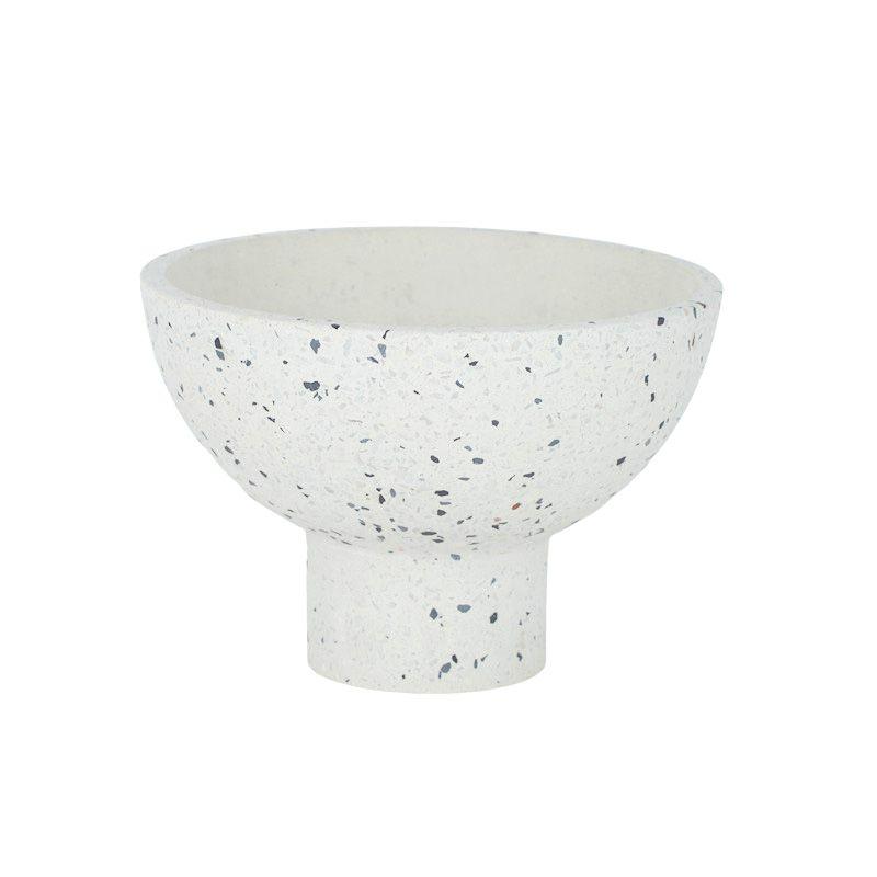 White Carmen Terrazzo Footed Bowl - 20cm x 14cm