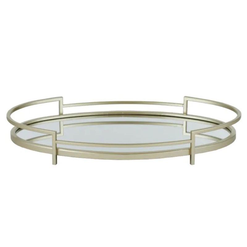 Gold Julietta Metal Round Tray - 52cm x 28.5cm x 7.5cm