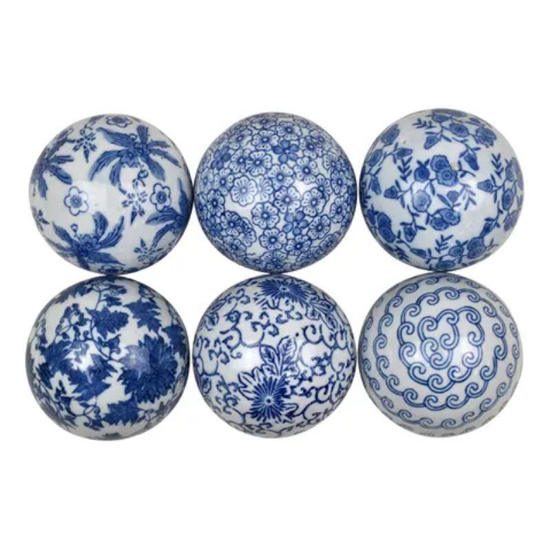 Blue/White Ceramic Deco Balls - 10cm