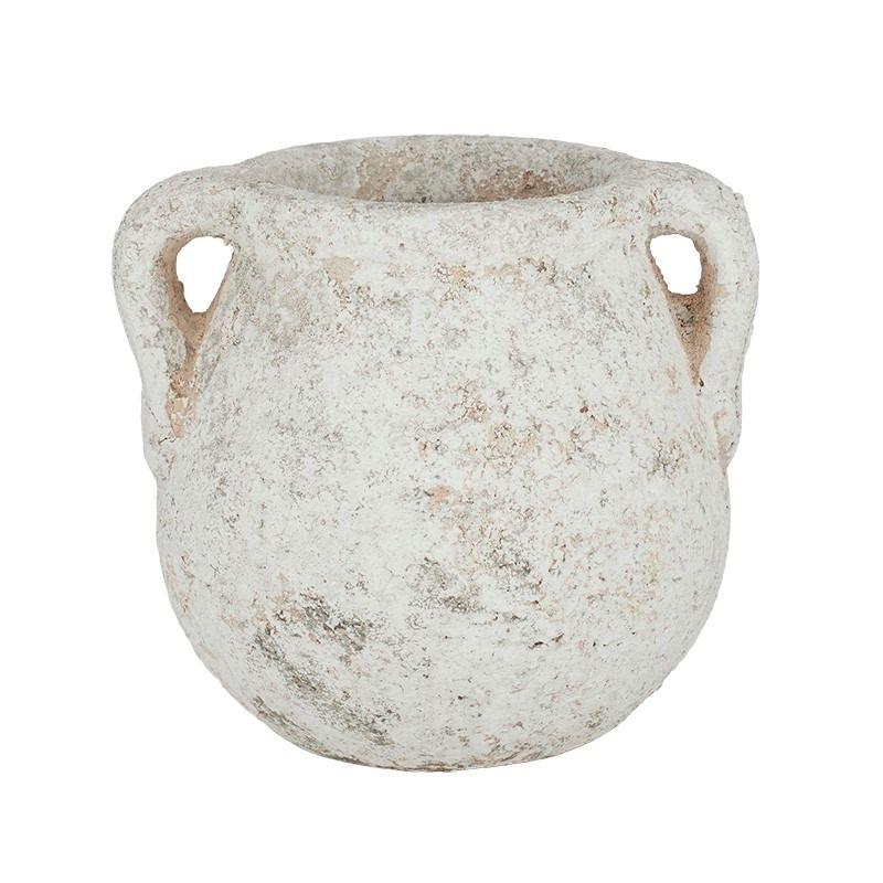 Rustic White Pompei Ceramic Urn - 20cm x 20cm x 22.5cm