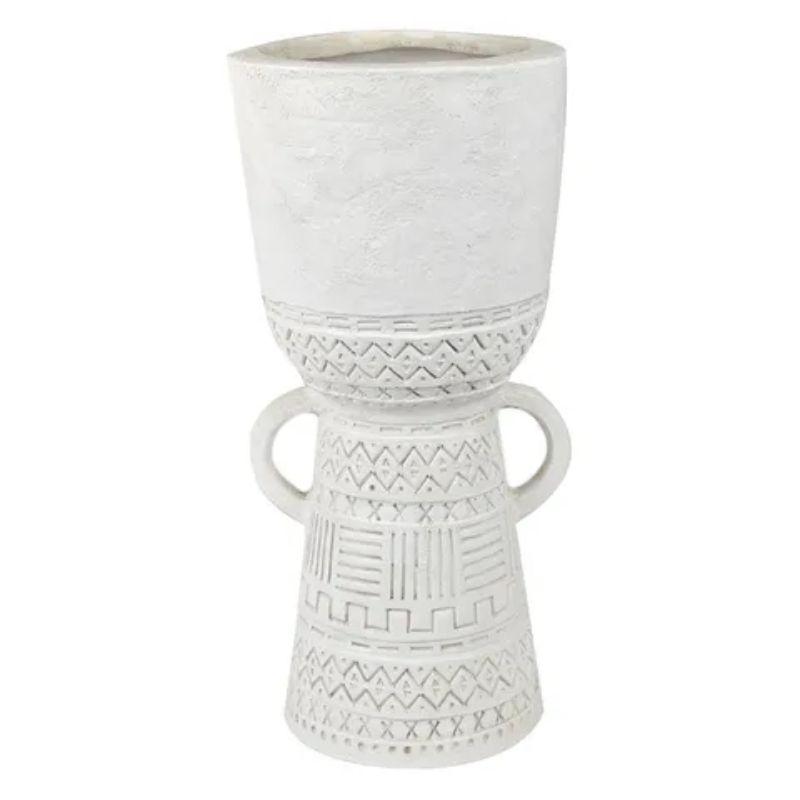 White Wash Zane Ceramic Vase - 13.5cm x 19cm