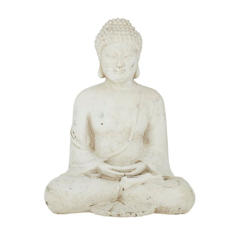 Grey Bodhi Cem Buddha Sculpture - 23cm x 28.5cm