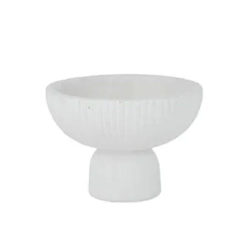 White Empire Terracotta Footed Bowl - 18cm x 13cm - The Base Warehouse