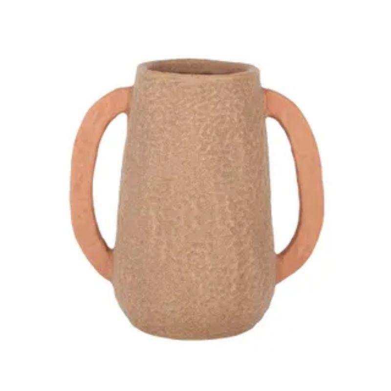 Natural/Coral Tuscan Ceramic Vase - 19.5cm x 20.5cm - The Base Warehouse