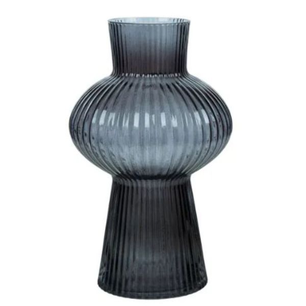 Charcoal Dapple Glass Vase - 15.5cm x 25cm