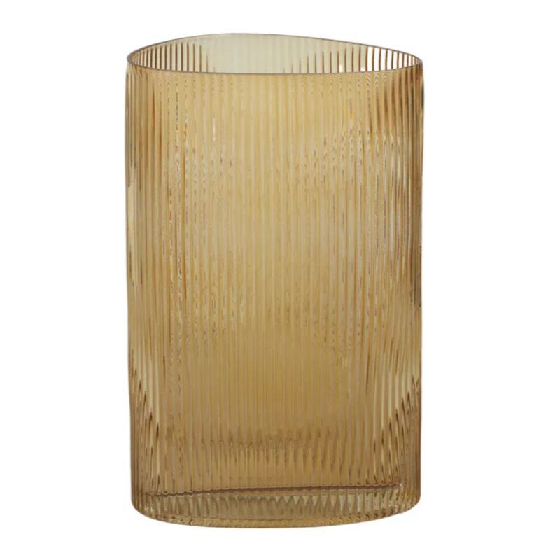 Amber Leopold Glass Vase - 13cm x 16cm x 25cm
