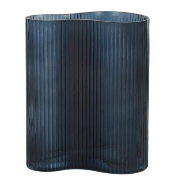 Navy Swell Glass Vase - 15.5cm x 10cm x 20cm