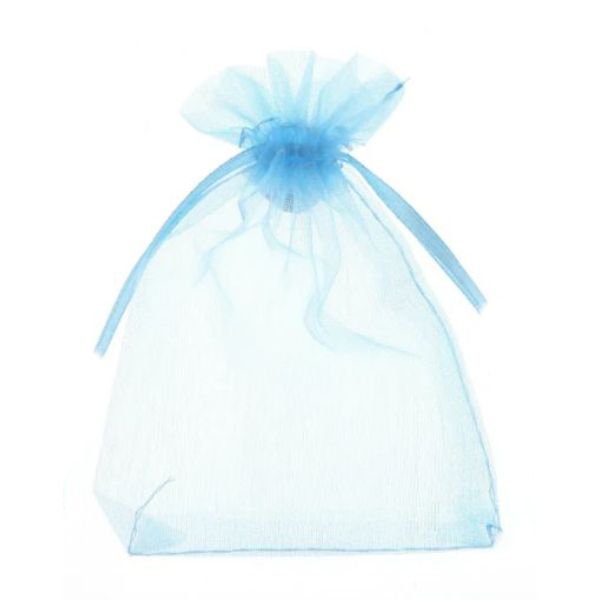 10 Pack Light Blue Organza Bag - 10cm x 14cm