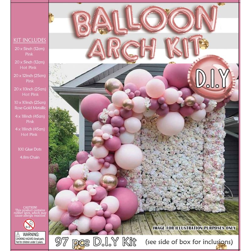 107 Pieces Pink Balloon Arch Set