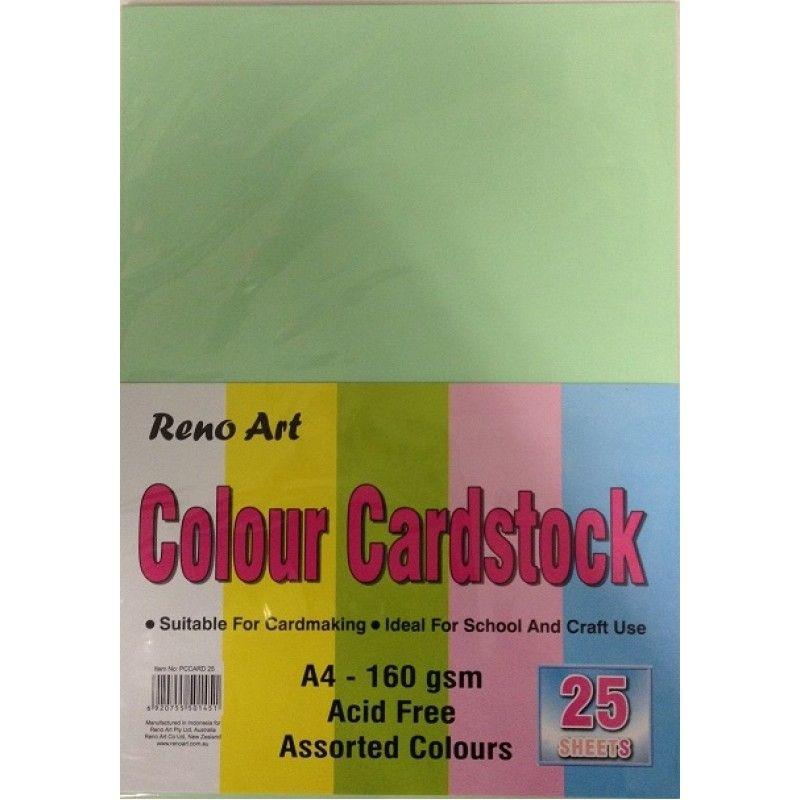 25 Pack Assorted Pastel Colour Cardstock A4 160gsm