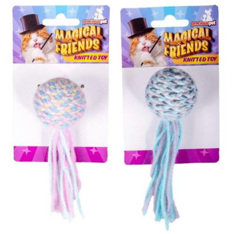 Pets Rainbow Knit Ball Cat Toy - 13cm