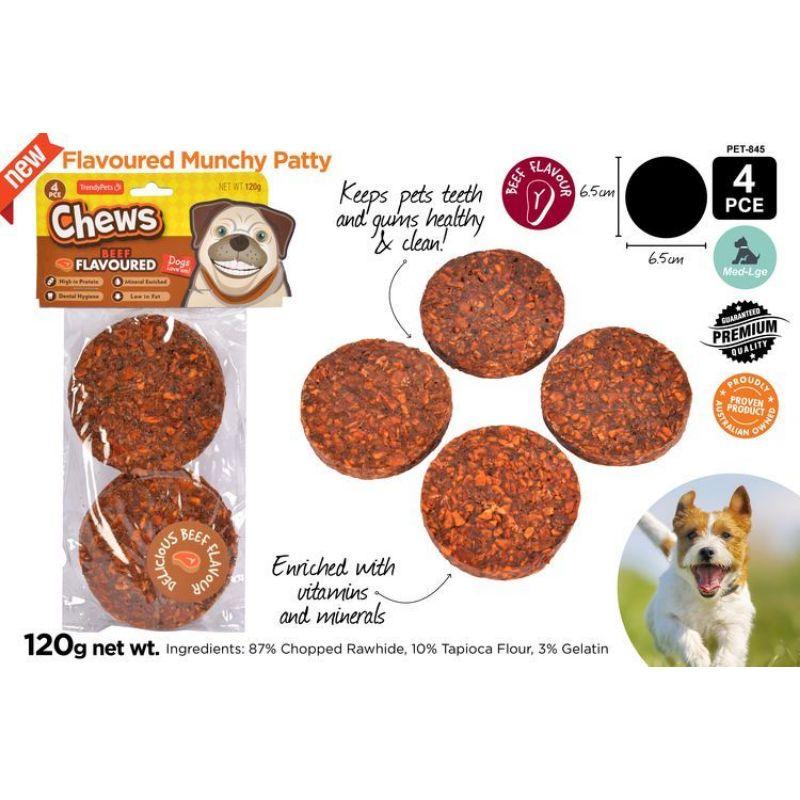 4 Pack Munchy Dog Patty Chew - 120g