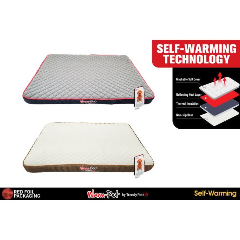 Self Warming Pet Foam Bed - 80cm x 50cm x 6cm