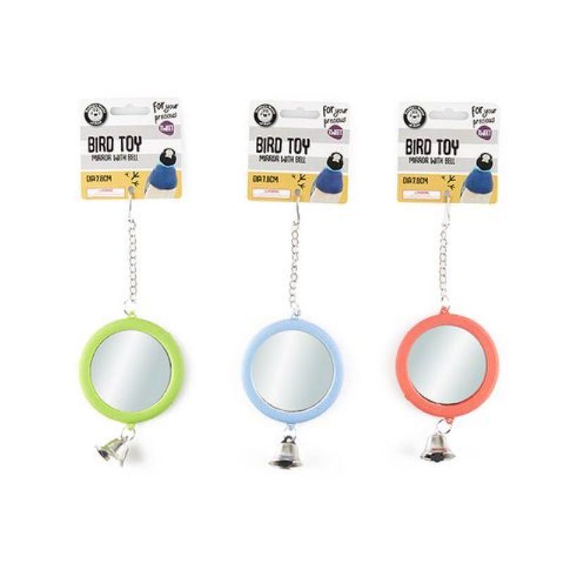 Plastic Bird Toy Round Mirror - 7.6cm