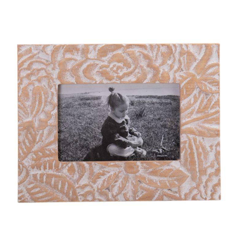 Dahila Carved Wood Photo Frame 4x6- 19cm x 2cm x 25cm