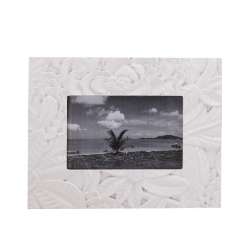 Dahila White Carved Wood Photo Frame 4x6- 19cm x 2cm x 25cm