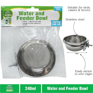 240ml Stainless Steel Bird Feeder - 9.5cm - The Base Warehouse