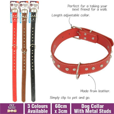 Dog Collar with Metal Studs - 60cm x 3cm - The Base Warehouse