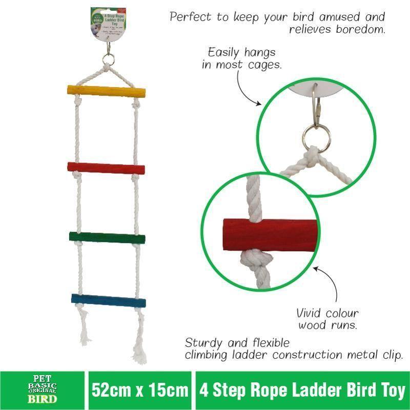 4 Step Rope Ladder Bird Toy - 52cm x 15cm - The Base Warehouse