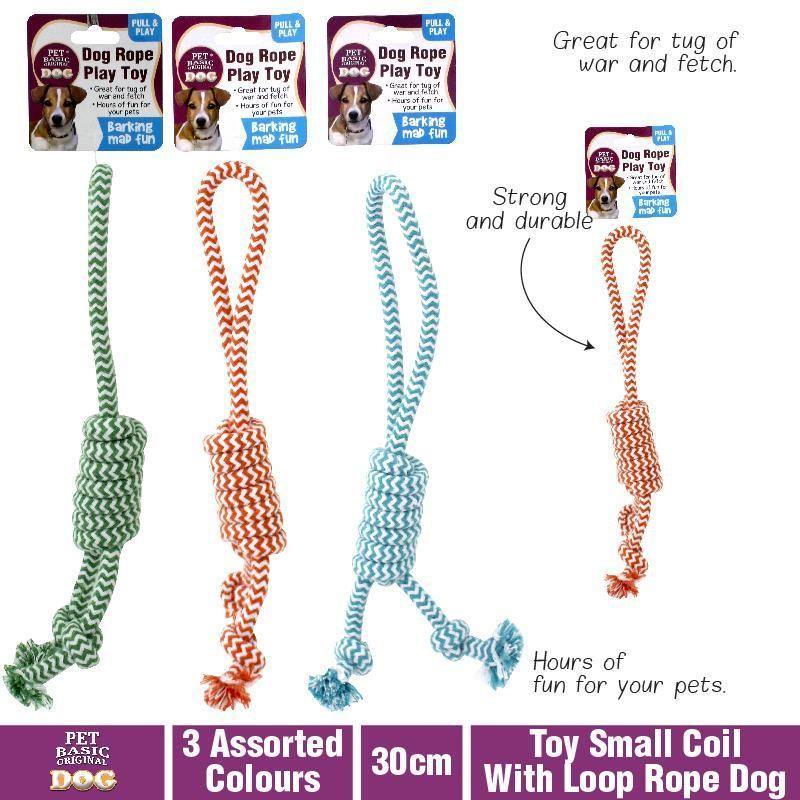 Small Coil with Loop Rope Dog Toy - 30cm - The Base Warehouse