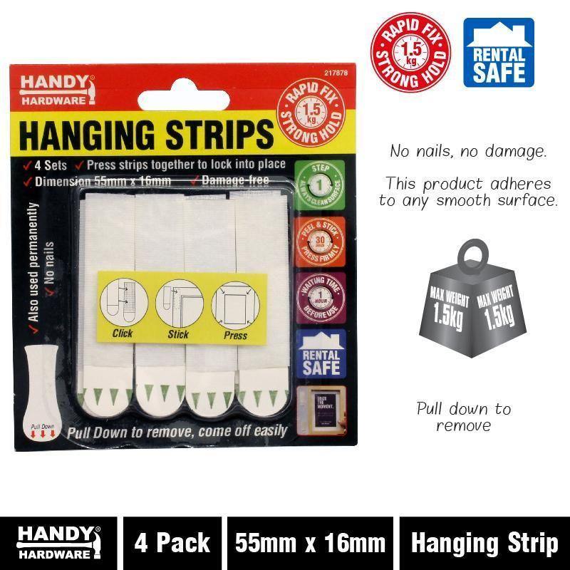 4 Pack Hanging Strips - 55mm x 16mm - The Base Warehouse