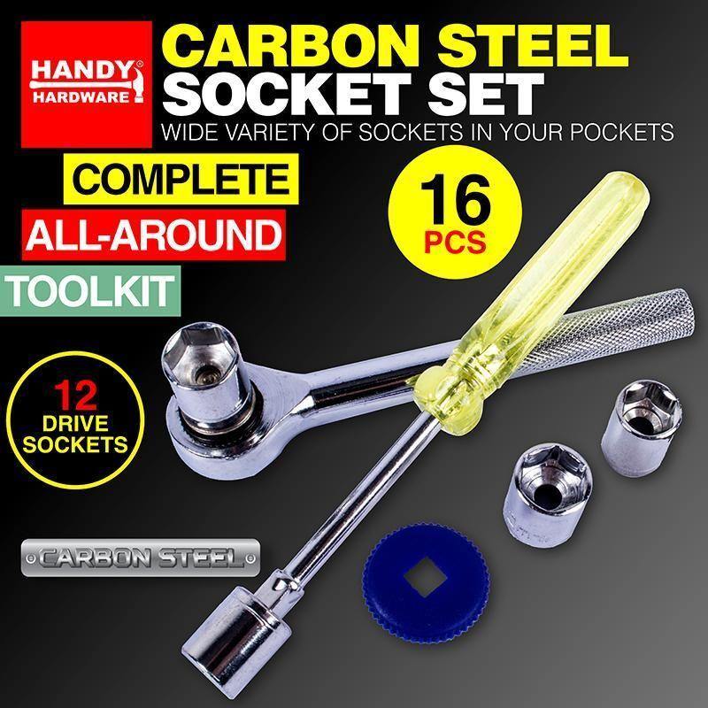 16 Piece Carbon Steel Socket Set - The Base Warehouse