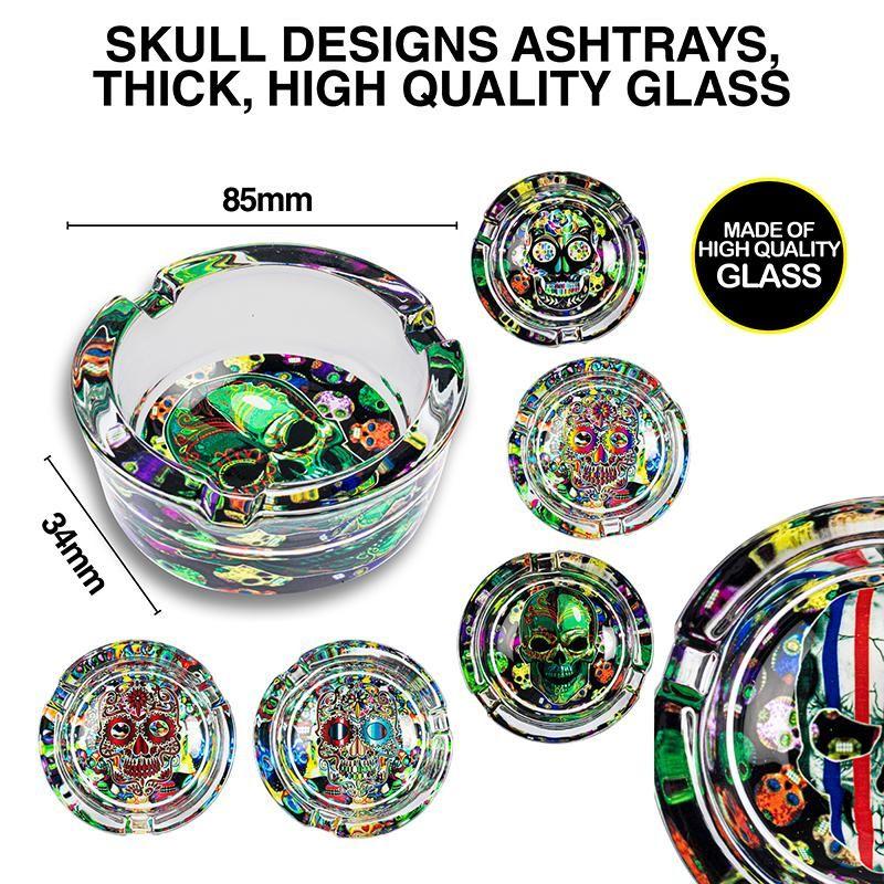 Skull Design Glass Ashtray - 8.5cm x 3.4cm