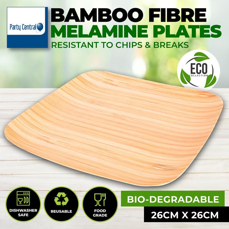 Bamboo Fibre Plate Square - 26cm x 26cm