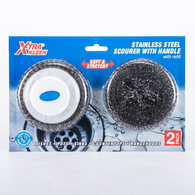 Stainless Steel Scourer with Handle and Refill