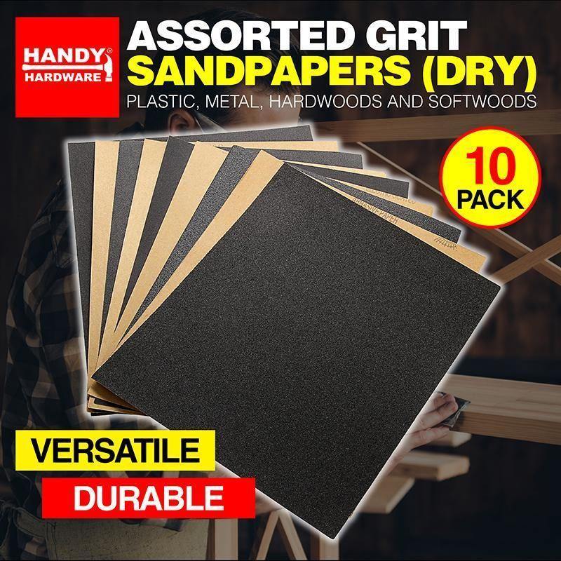 10 Pack Dry Sandpaper - 225mm x 275mm - The Base Warehouse