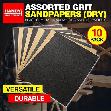 10 Pack Dry Sandpaper - 225mm x 275mm - The Base Warehouse