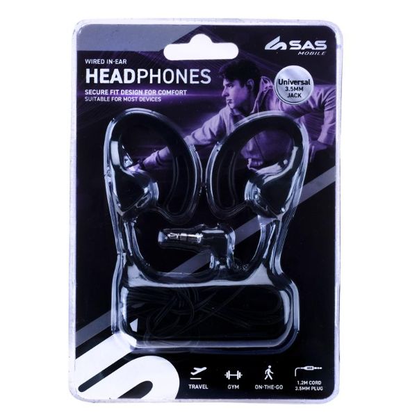 Black Universal Jack Wired In Ear Headphones - 0.35cm