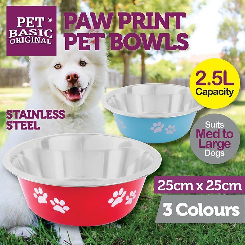 Coloured Stainless Steel Pet Bowl - 25cm