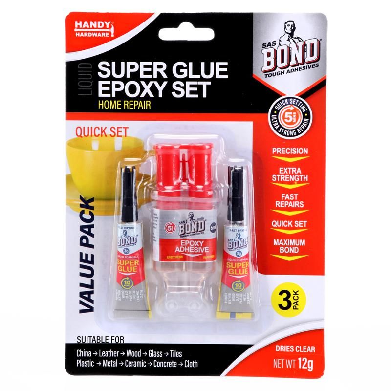 3 Pack Super Glue Epoxy Set - 12g