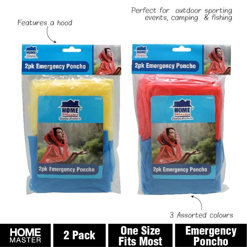2 Pack Coloured Emergency Poncho