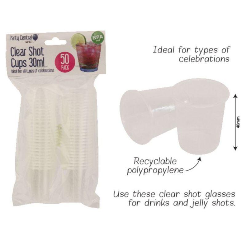 50 Pack Clear Shot Cups - 30ml