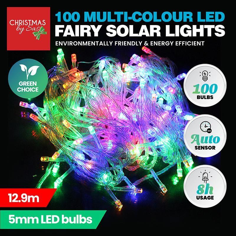 100 Multi-Colour LED Fairy Solar Lights - 12.9m