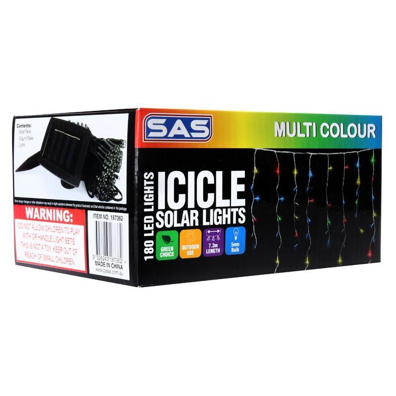 Light Solar Shape Icicle 7.3m 180pk Multi Colour